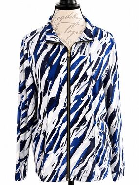 Kenneth Too! Women’s Printed Zip Front Jacket – Size Medium